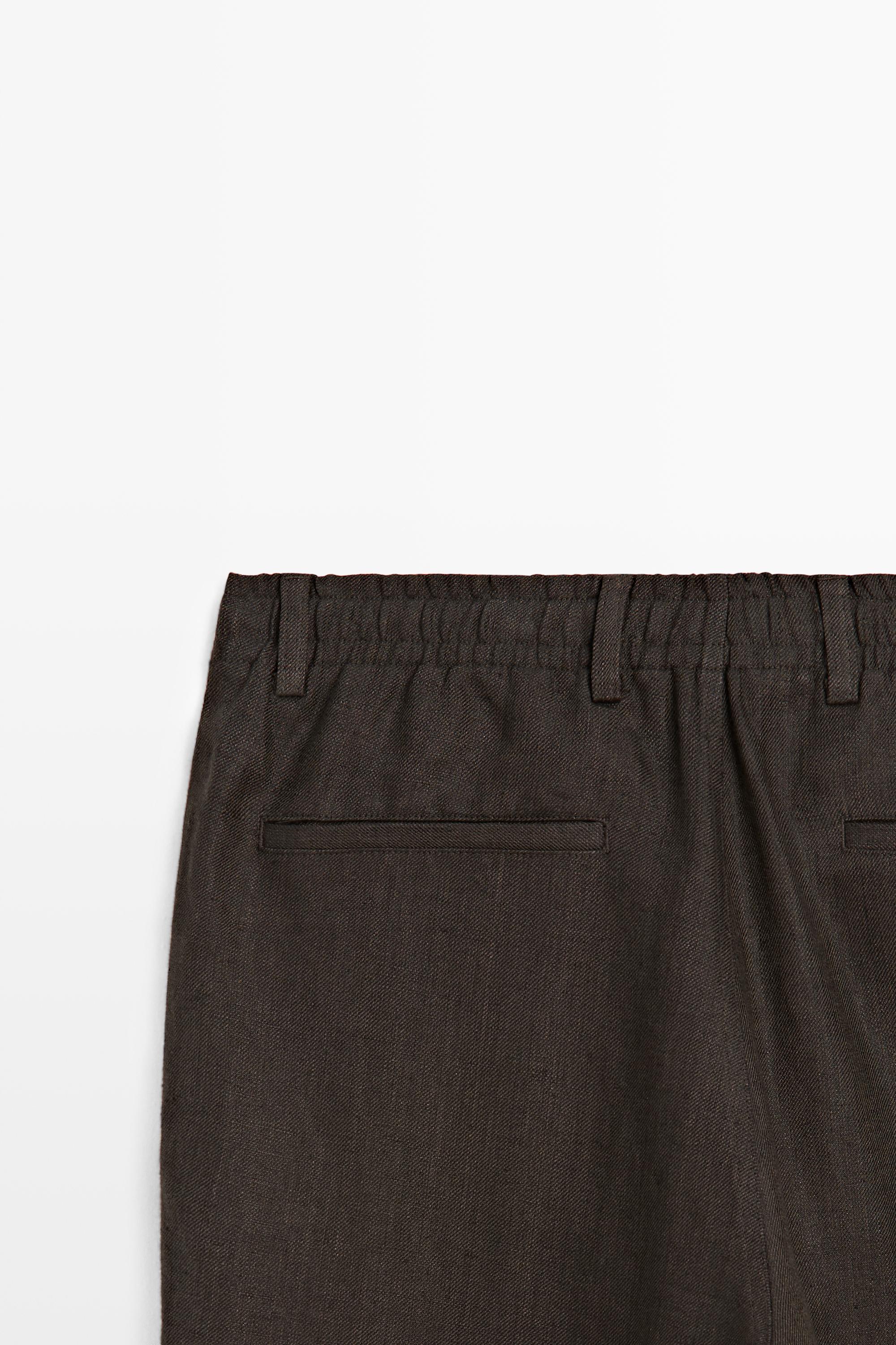 Pantalon 100 % lin à taille élastique